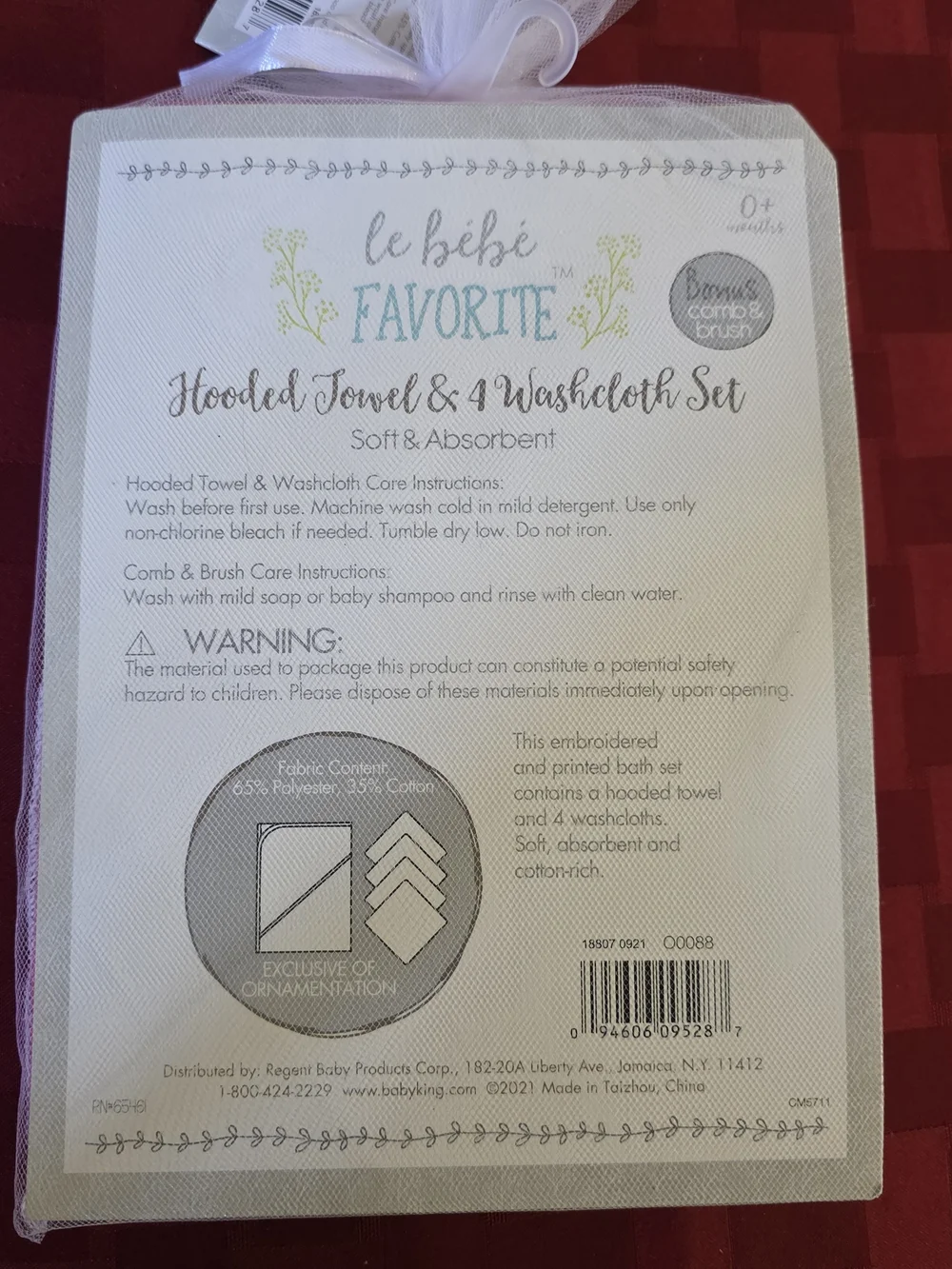 Le Be Be Hooded Towel & 4 Washcloth Set Pink Deer Sun Wood Outdoor NWT 2021 Set